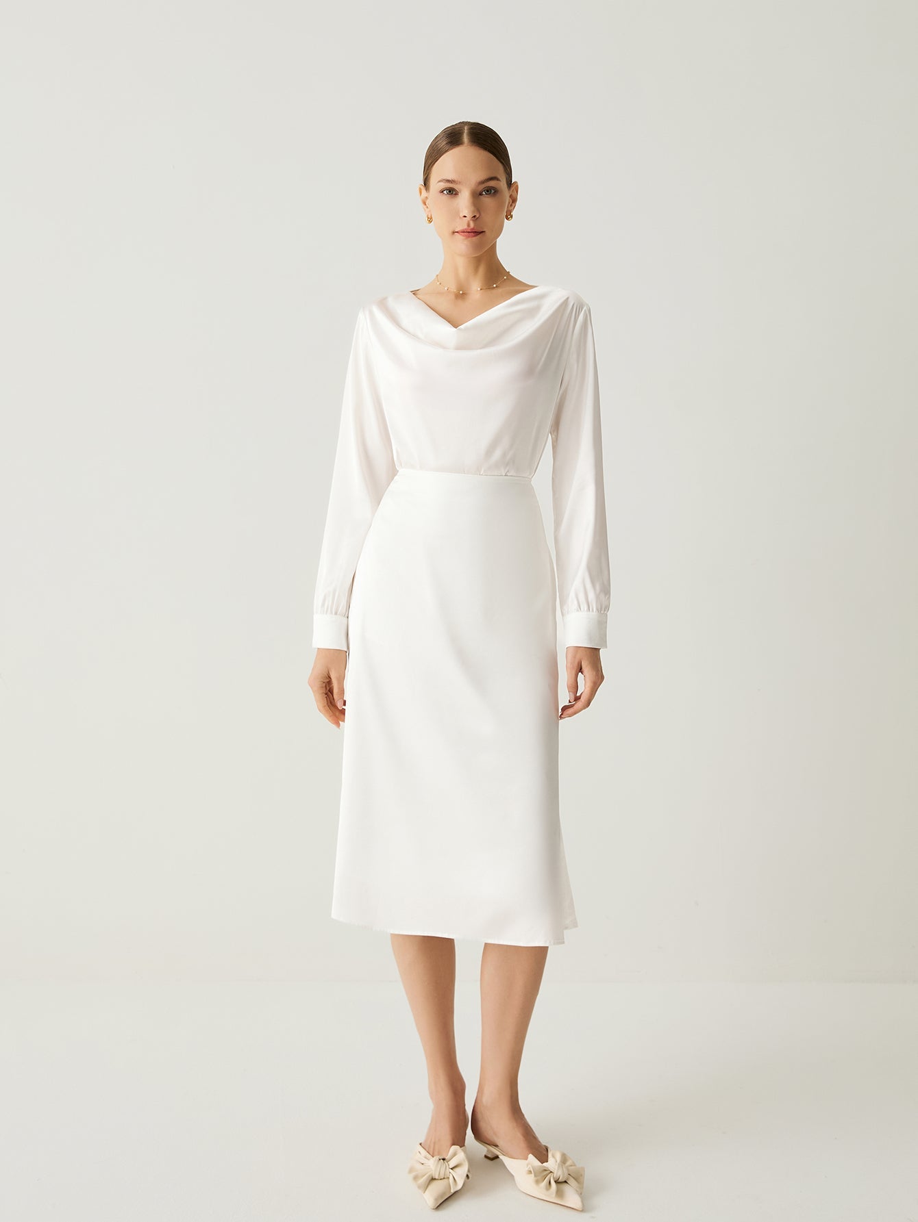 Aurise™ | 100% Silk High Rise A-Line Flowy Skirt