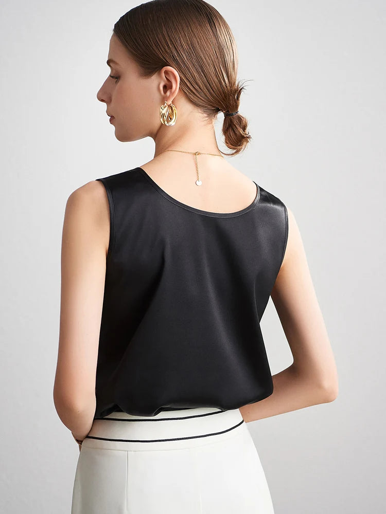 Aurise™ | Women’s Pure Silk Essential Vest Black